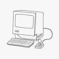 Vintage computer line art vector