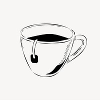 Tea cup line art vector