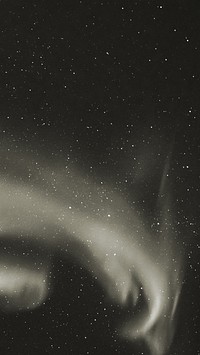 Grayscale northern lights iPhone wallpaper, dark starry sky