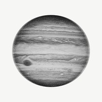 Jupiter planet, grayscale galaxy collage element psd