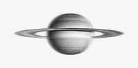 Saturn planet, grayscale galaxy collage element psd