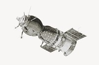 Floating space satellite, galaxy graphic