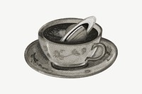 Saturn in coffee cup, surreal escapism remix psd