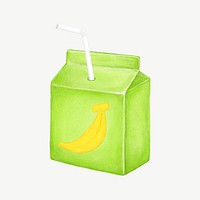 Banana milk box, dairy drink collage element psd 