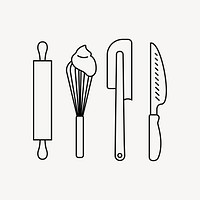 Bakery tools line art vector