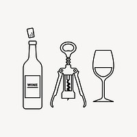 Wine set line art vector