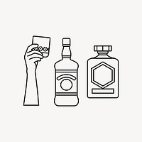 Alcoholic drinks line art vector