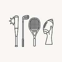 Sport equipment line art vector