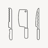 Kitchen knives line art vector