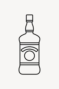 Whiskey bottle  line art collage element