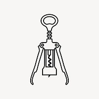 Corkscrew bottle opener line art vector