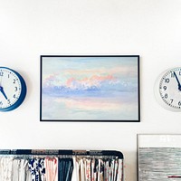 Pastel sky painting framed on a wall. Remixed by rawpixel.