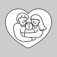 Happy family mother father baby line drawing  illustration