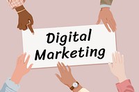 Digital marketing, diverse hands remix