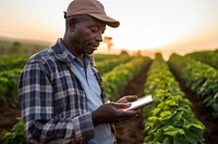 Farmer using agricultural technology 