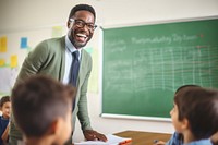 Black teacher teaching kindergarten class 