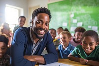 Black teacher teaching kindergarten class AI generated image