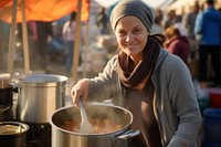 Outdoors adult woman food. 