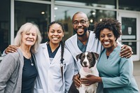 Veterinarians and dog  image