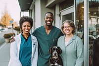 Dog veterinarian smiling doctor. 