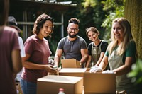 Volunteers helping with food donation