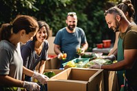 Volunteers helping at food bank 