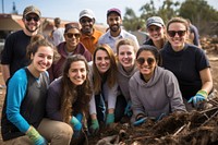 Volunteer adult environmentalist togetherness. 