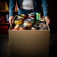 Woman preparing food donation 