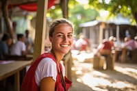 Happy female volunteer