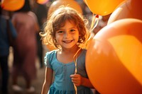 Balloon portrait outdoors smiling. 