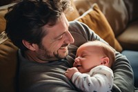 Newborn baby father cozy. AI generated Image by rawpixel.
