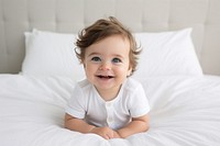 Baby cheerful portrait bedroom. 