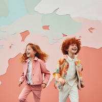 Happy fashionable boy & girl AI generated image