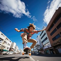 Skateboard city footwear jumping. 