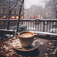 Coffee on snowy day