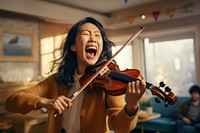 Happy Asian violinist AI generated image