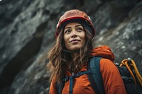 Female hiker with helmet AI generated image