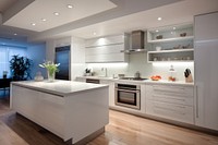 Modern white minimalist kitchen design