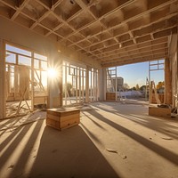 House renovation, morning sunlight  image