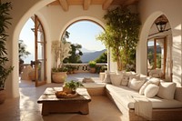 Mediterranean living room in the morning 