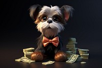 Cute dog with money illustration AI generated image