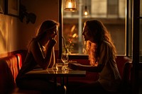 Female couple in cafe