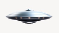 Futuristic metallic flying saucer spaceship