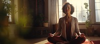 African American woman doing yoga