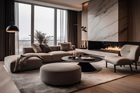 Luxury living room with fireplace 