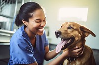 Veterinarian and dog