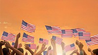 USA flag orange background