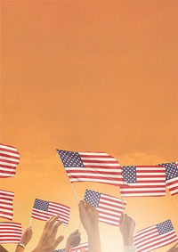 USA flag orange background