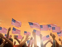 USA flag orange background