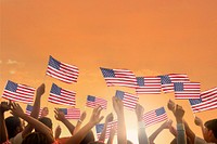 USA flag orange background